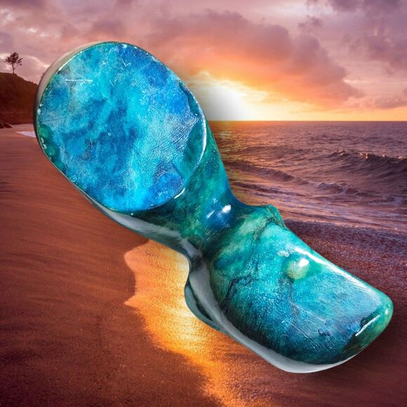 MCM Style Blue Stone Fish Figurine Chrysocolla Look Red Eyes Unique Decor Rare - Picture 7 of 12